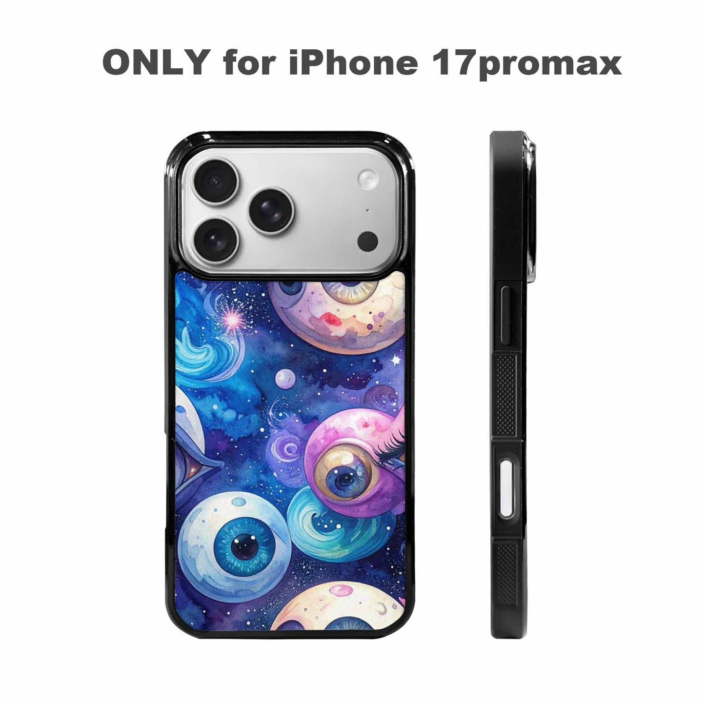 iPhone 17 Pro Max Case — Cartoon Eyeballs Galaxy Space, Custom Art Phone Cover