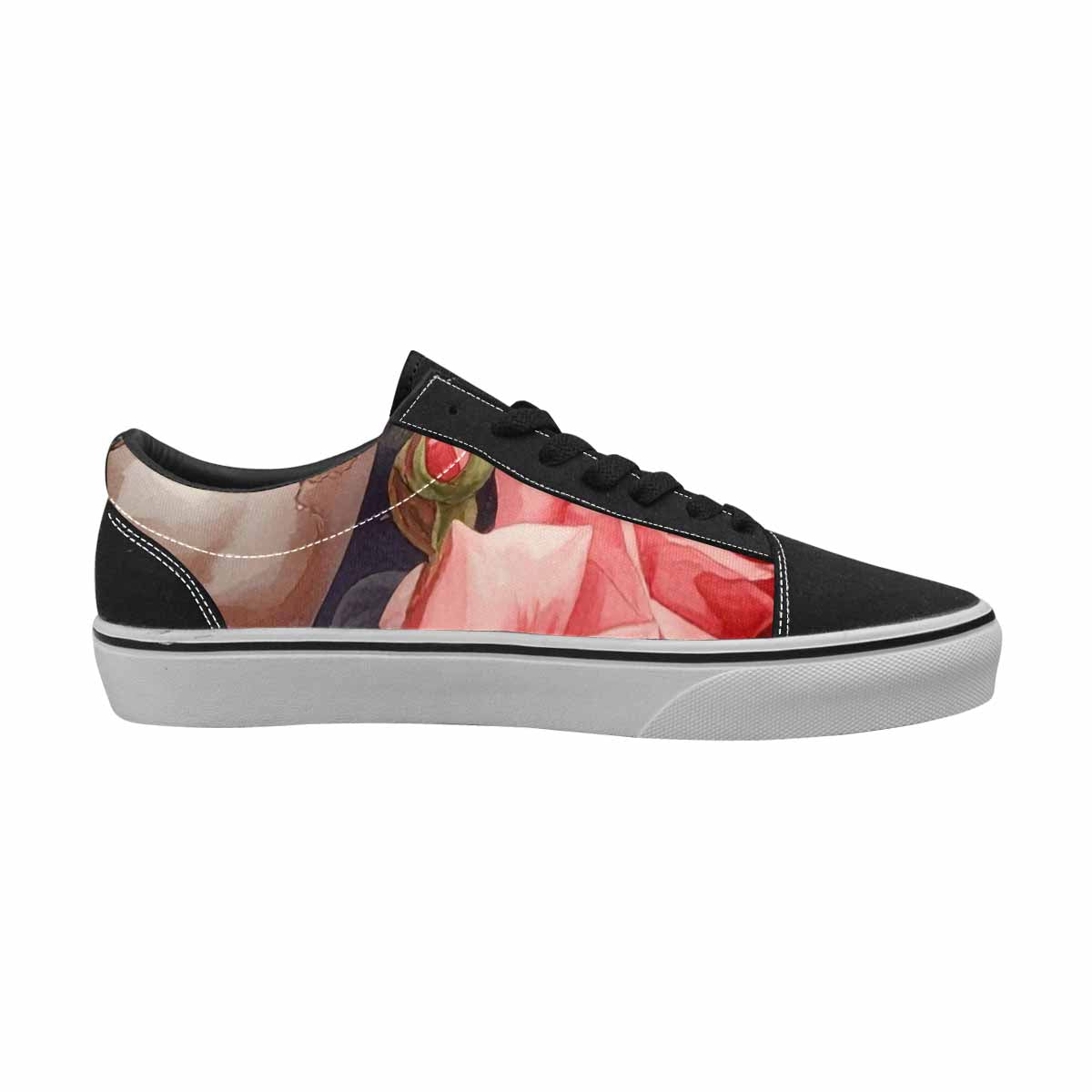WOMEN'S Skulls Roses Soft Airbrush Canvas Lace-Up Neon Fantasy Sneakers