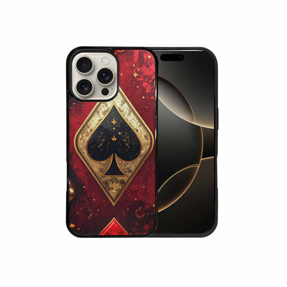 iPhone 16 Pro Max Case — Playing Card Suits Pattern Poker Chips, Custom Printed Phone Case