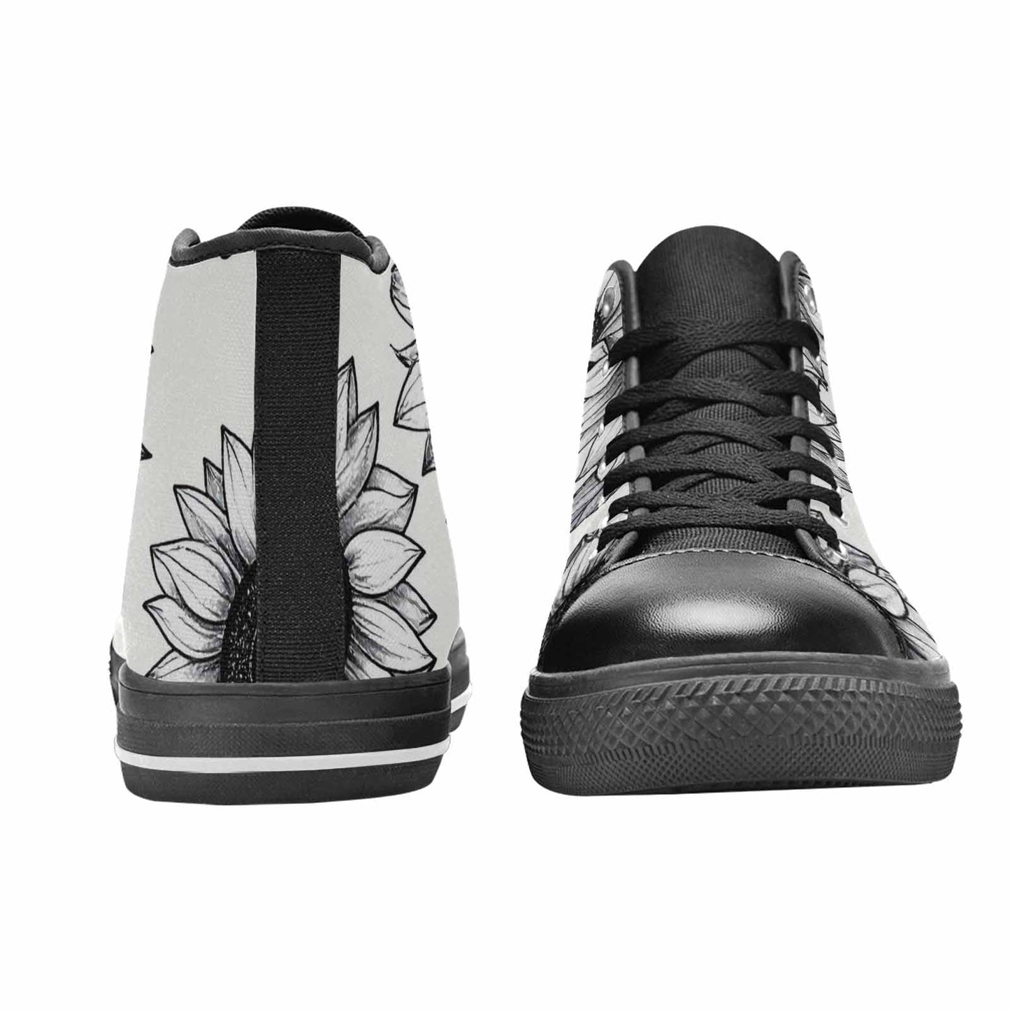 WOMEN'S Minimalist Line Art Sunflower High Top Canvas Surreal Sneakers