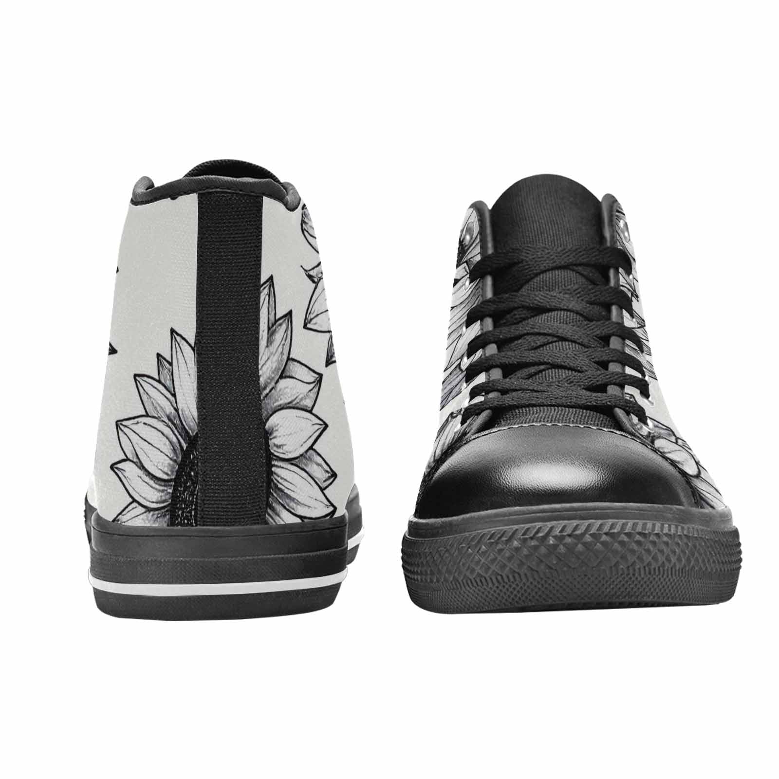 WOMEN'S Minimalist Line Art Sunflower High Top Canvas Surreal Sneakers