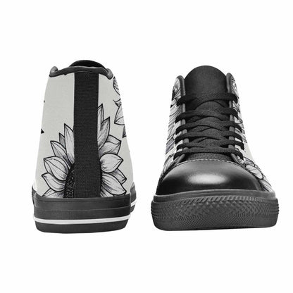 WOMEN'S Minimalist Line Art Sunflower High Top Canvas Surreal Sneakers
