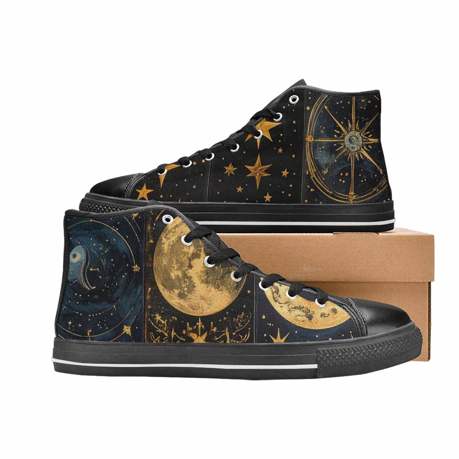 WOMEN'S Zodiac Constellation Star High Top Canvas Vibrant Chaos Custom Shoes