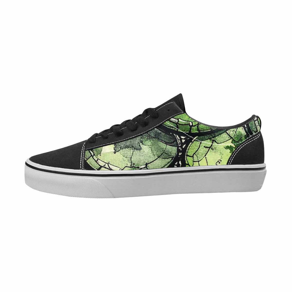 WOMEN'S Reptile Black & Green Ink Canvas Graphic Print Vibrant Chaos All Over Print Shoes