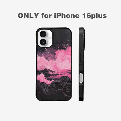 iPhone 16 Plus Case — Van Gogh Swirl Black Pink Ink, Custom Art Phone Cover
