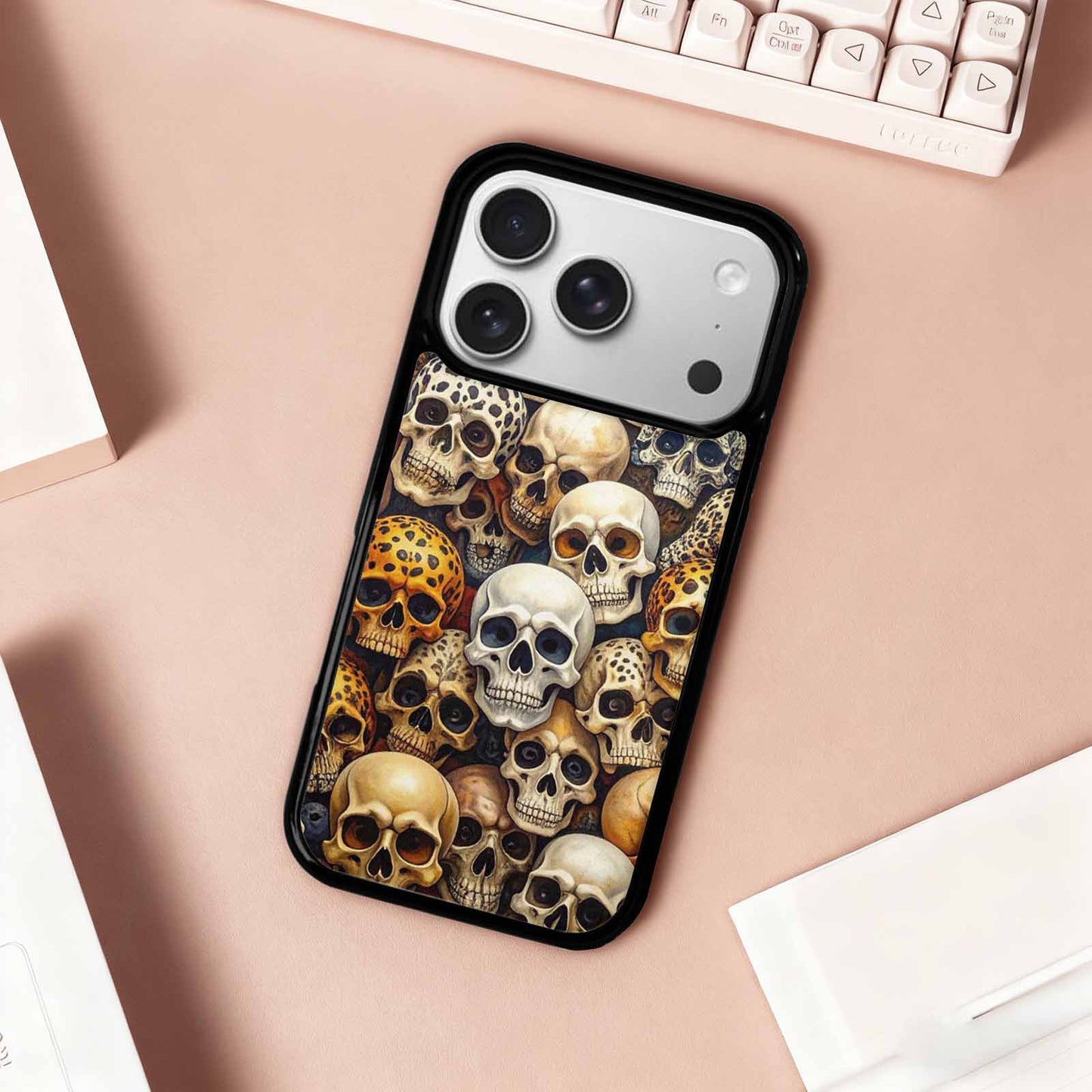 iPhone 17 Pro Case — Skulls Pattern Hundreds Of Sma Gothic, Custom Designed Case Cover