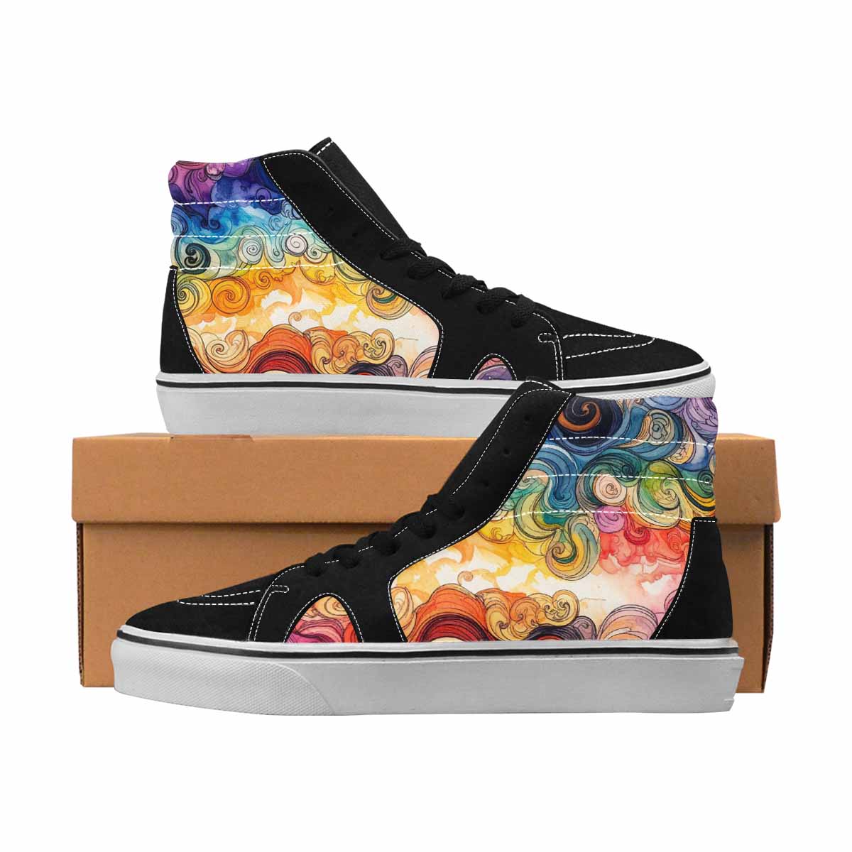 MEN'S Tie Dye High Top Canvas Wearable Art Aesthetic Custom Kicks
