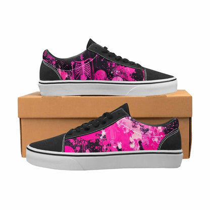 WOMEN'S Skeletons  Neon Pink Lace-Up Canvas Dreamcore Shoes