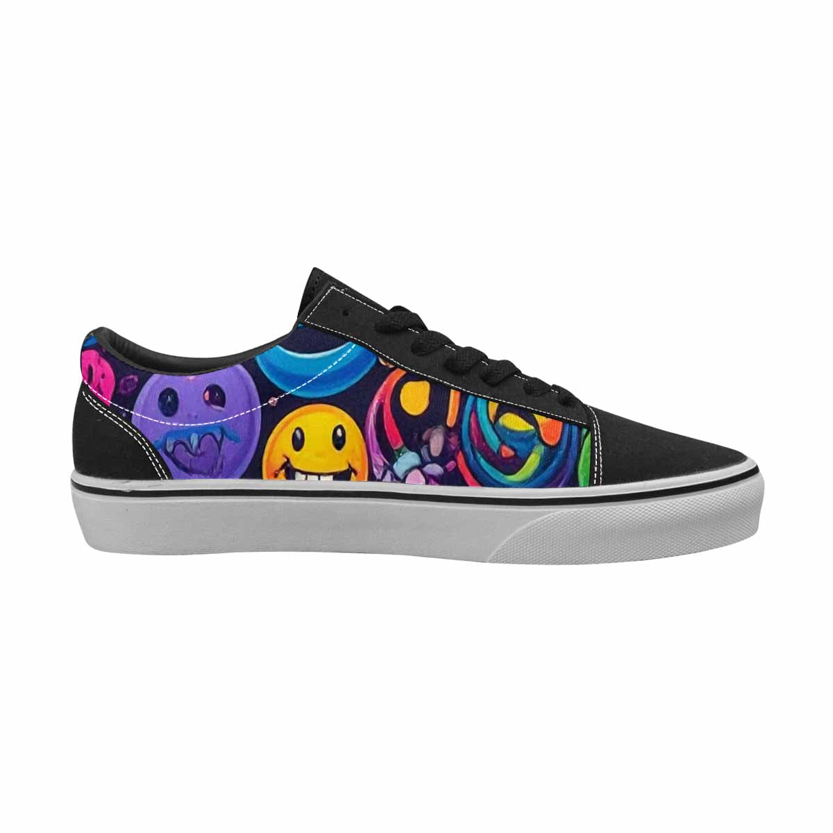 WOMEN'S Yellow Smiley Face Canvas Lace-Up Y2K Sneakers