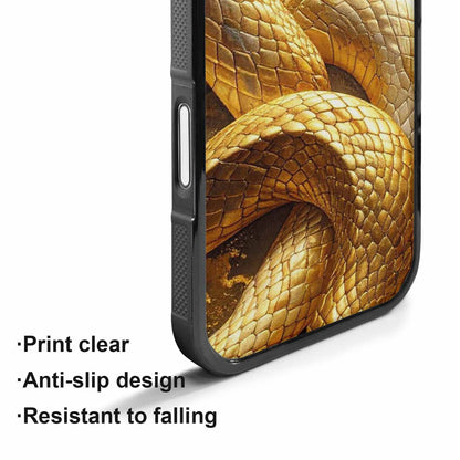 iPhone 17 Case — Glossy Golden Snake Original Art, Unique Phone Case Design