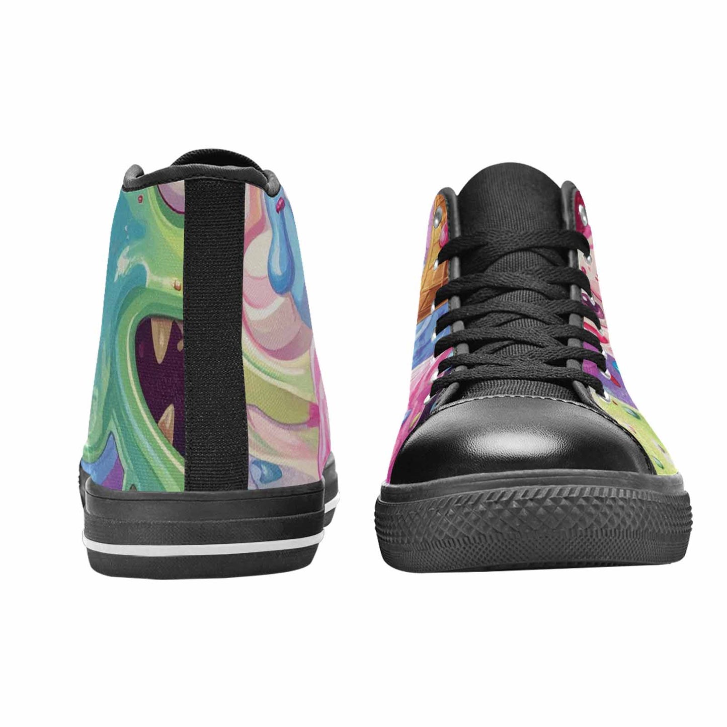 WOMEN'S Melting Icecream Monster Cherry High Top Canvas Dark Academia Custom Sneakers