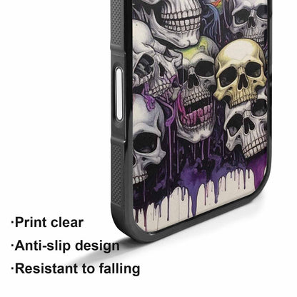 iPhone 17 Case — Black &amp; Purple Ink Gothic Skulls, Customized Protective Case