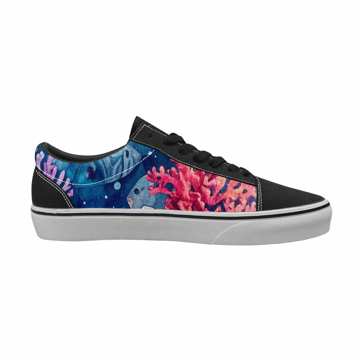 WOMEN'S Fish Scale Coral Canvas Lace-Up Vivid Custom Sneakers