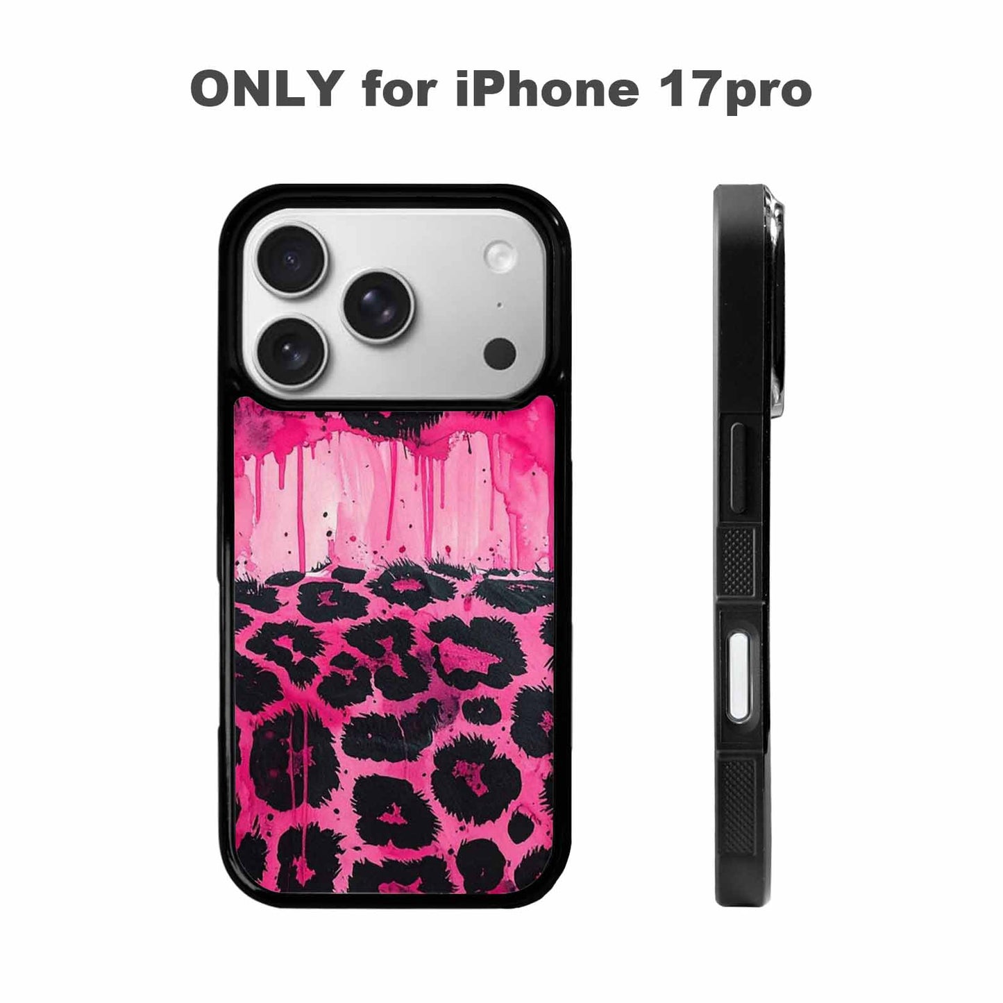 iPhone 17 Pro Case — Black Pink Ink Animal Print Animal, Custom Phone Case
