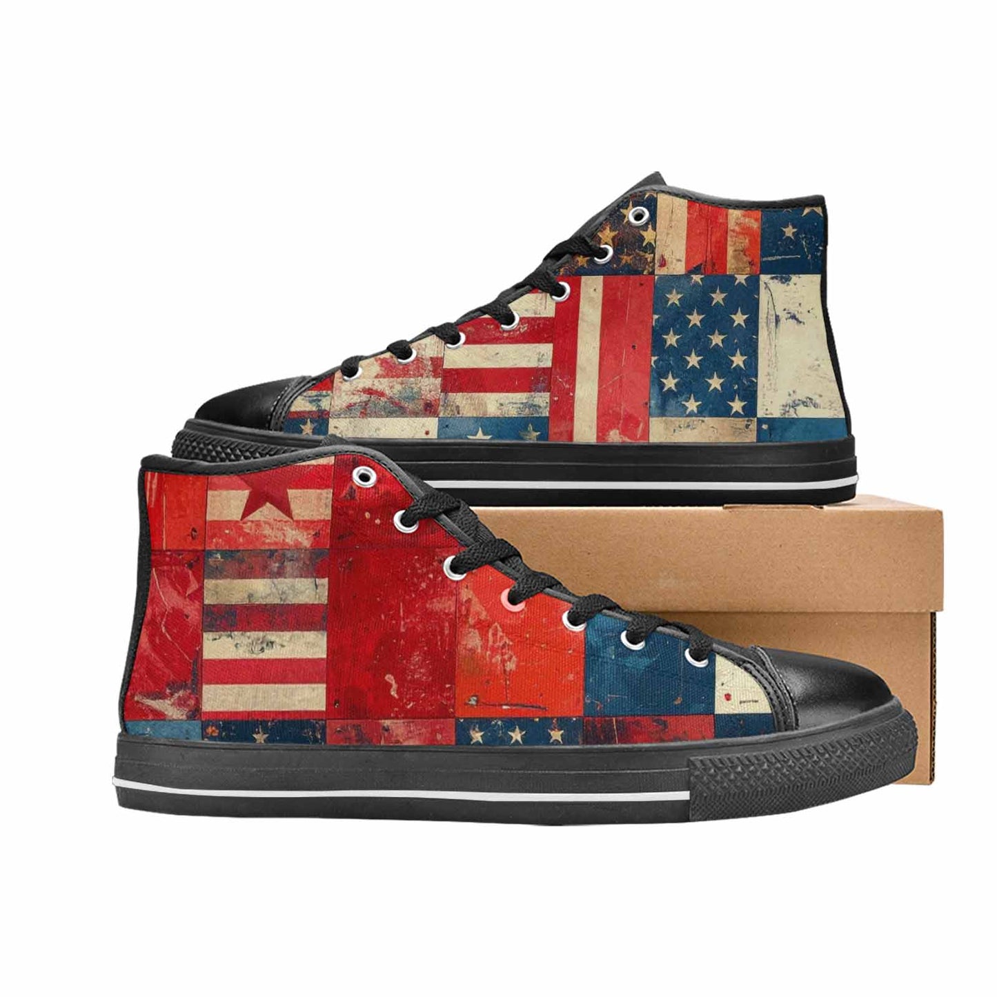 MEN'S American Flag Stars High Top Canvas Aesthetic Custom Shoes