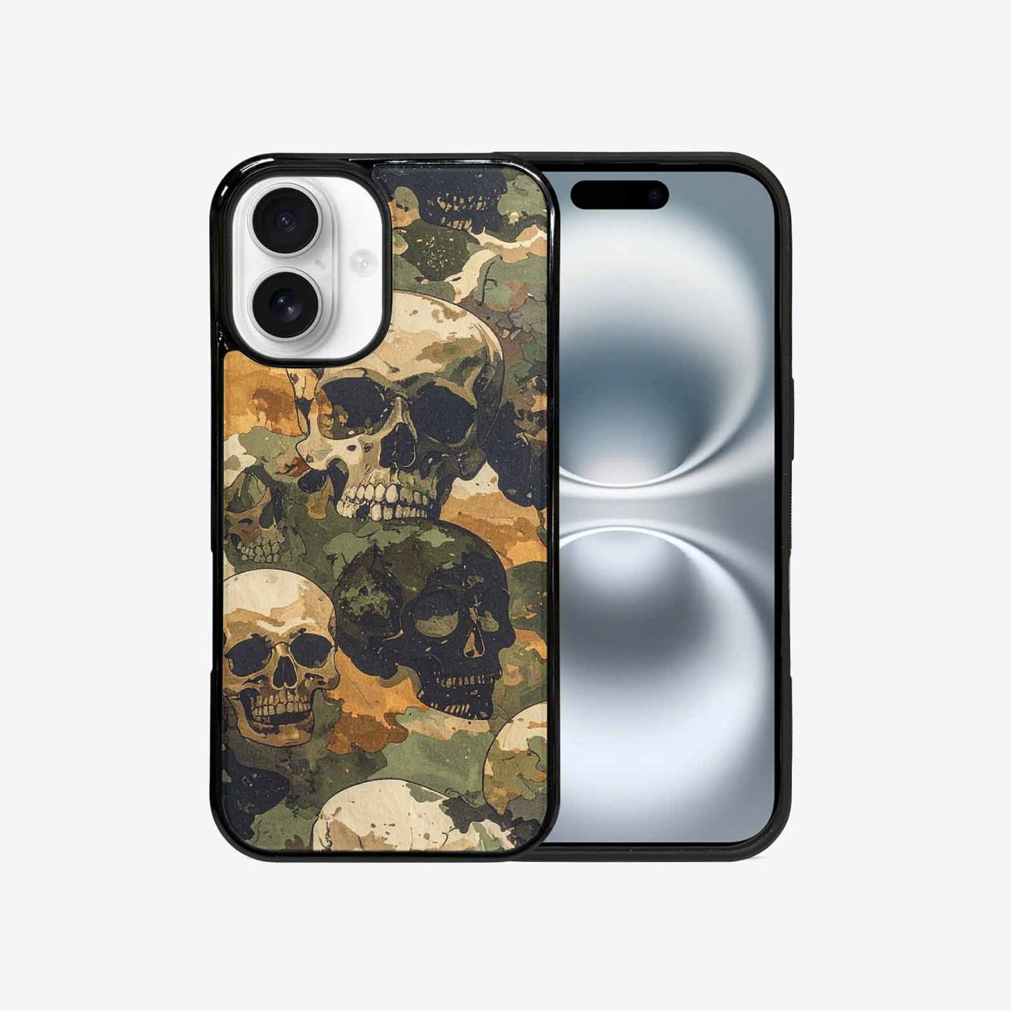 iPhone 16 Case — Military Camo Texture Combined With Distressed, Personalized Phone Case