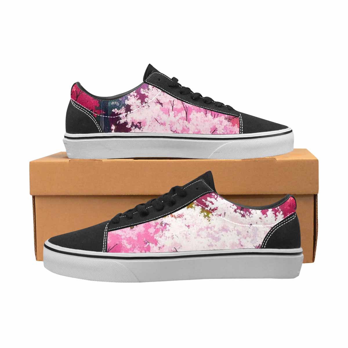 WOMEN'S Cherry Blossom Branch Cherry Lace-Up Canvas Dreamlike Custom Shoes