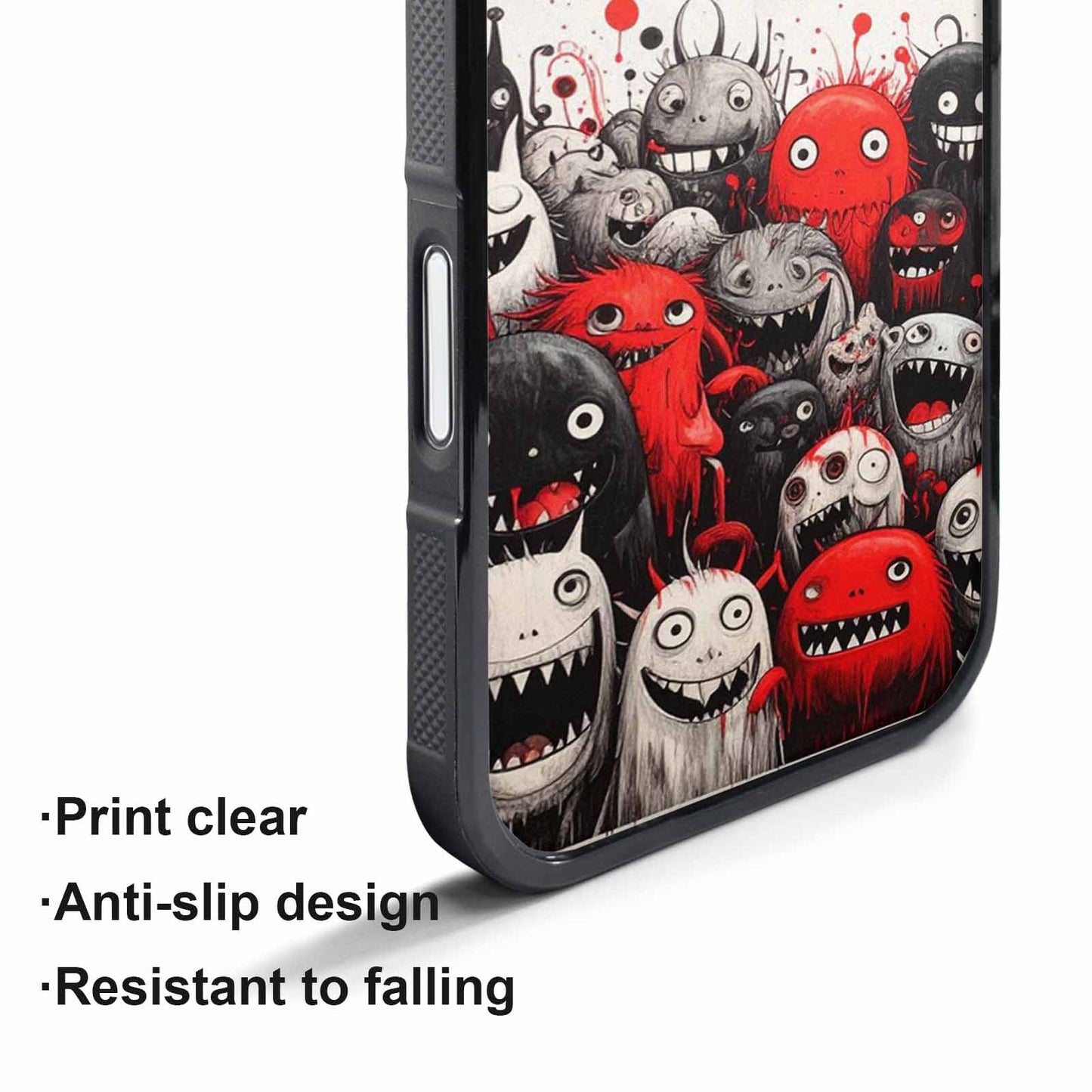 iPhone 17 Pro Case — Black Red Ink Monsters General Cartoon, Personalized Phone Case