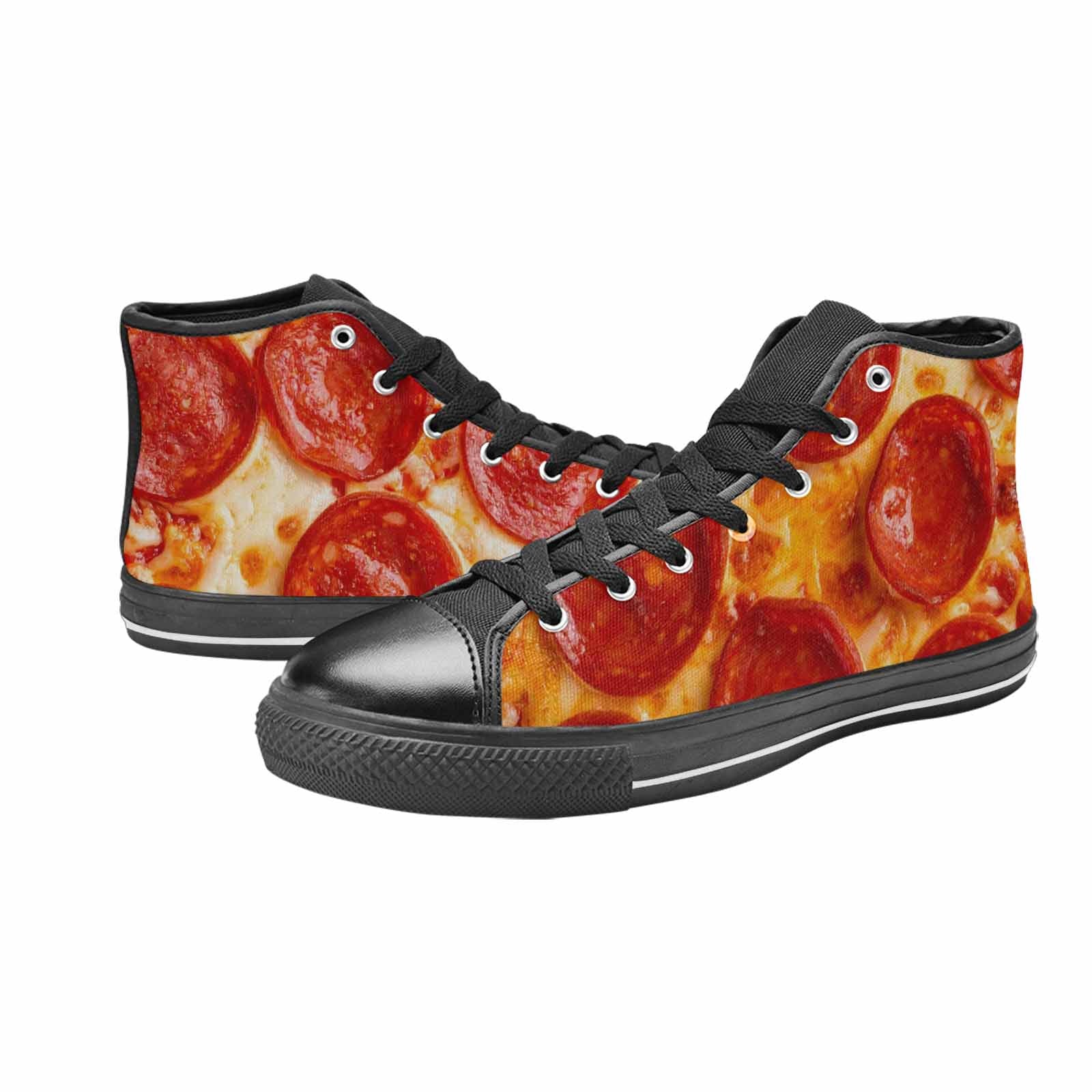 WOMEN'S Pepperoni Pizza Print High Top Canvas Dark Academia Shoes
