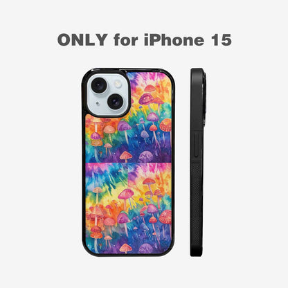 iPhone 15 Case — Mushrooms Tie Dyemushrooms Pat, Original Design Phone Case