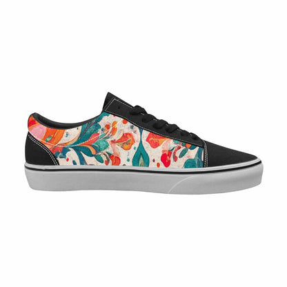 WOMEN'S Marble Floral Canvas Lace-Up Neon Fantasy Sneakers