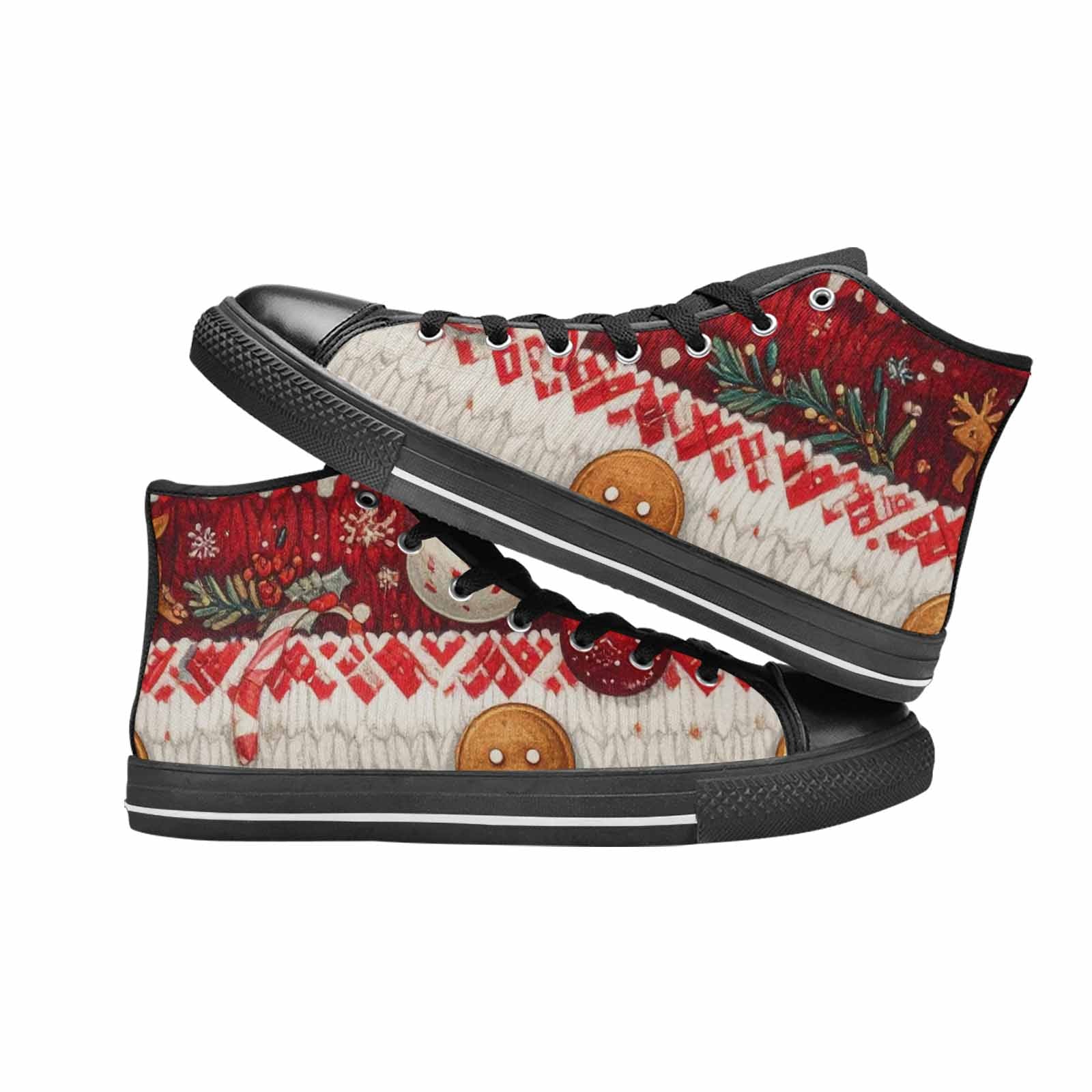 MEN'S Christmas Holly Snowflake High Top Canvas Aesthetic Custom Shoes