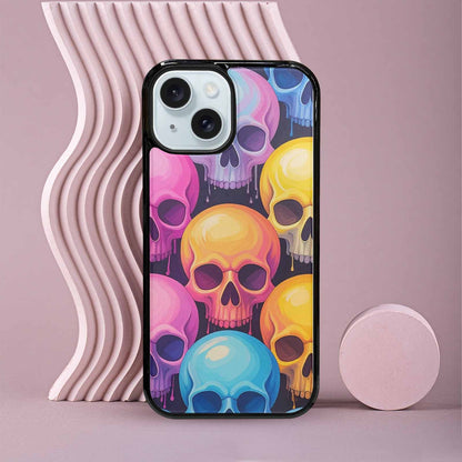 iPhone 15 Case — Dripping Candy Skulls, Custom Printed Phone Case