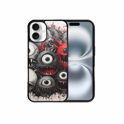 iPhone 16 Plus Case — Multi Eye Monster Black Red Ink, Custom Art Phone Cover