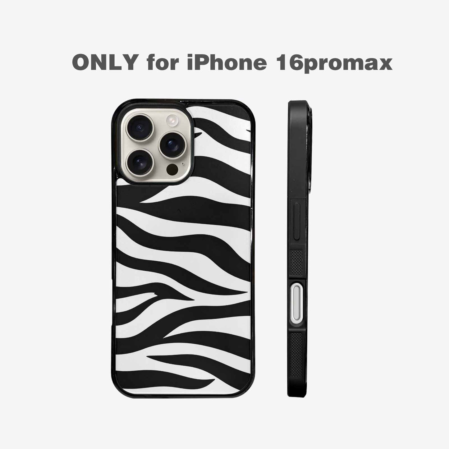iPhone 16 Pro Max Case — Zebra Print Black White, Unique Phone Case Design