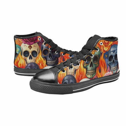 WOMEN'S Skull High Top Canvas Vibrant Chaos Shoes