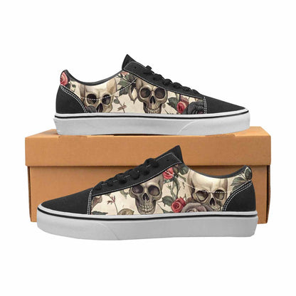 WOMEN'S Skulls - Roses Canvas Lace-Up Vivid Custom Sneakers