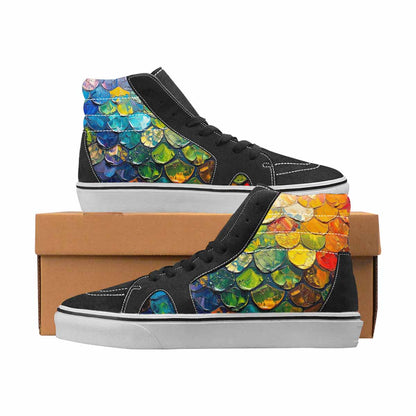 WOMEN'S Reptile Full Color High Top Canvas Bold Print Vivid Handmade Custom Shoes