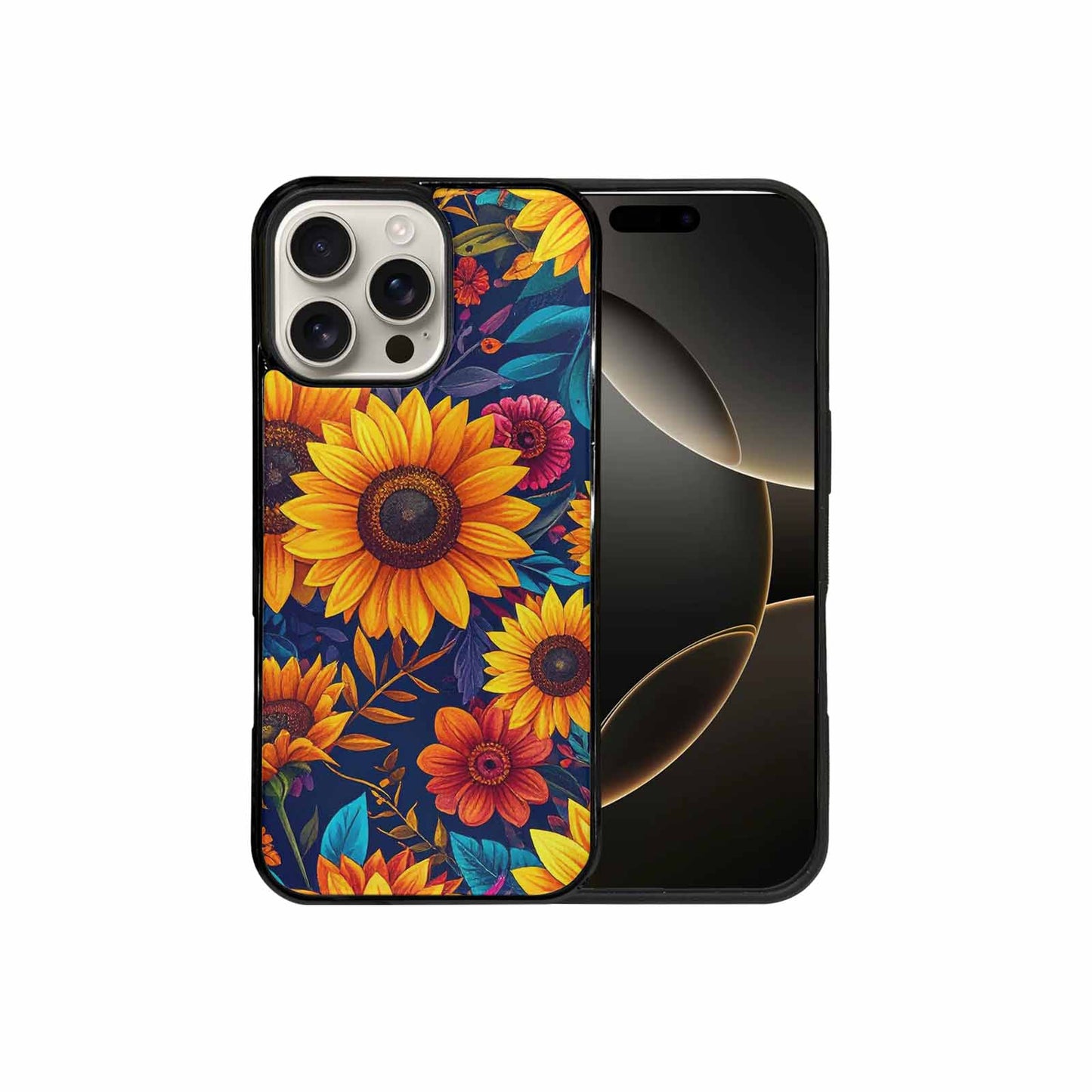 iPhone 16 Pro Max Case — Sunflower Skulls Print Custom, Custom Art Phone Cover