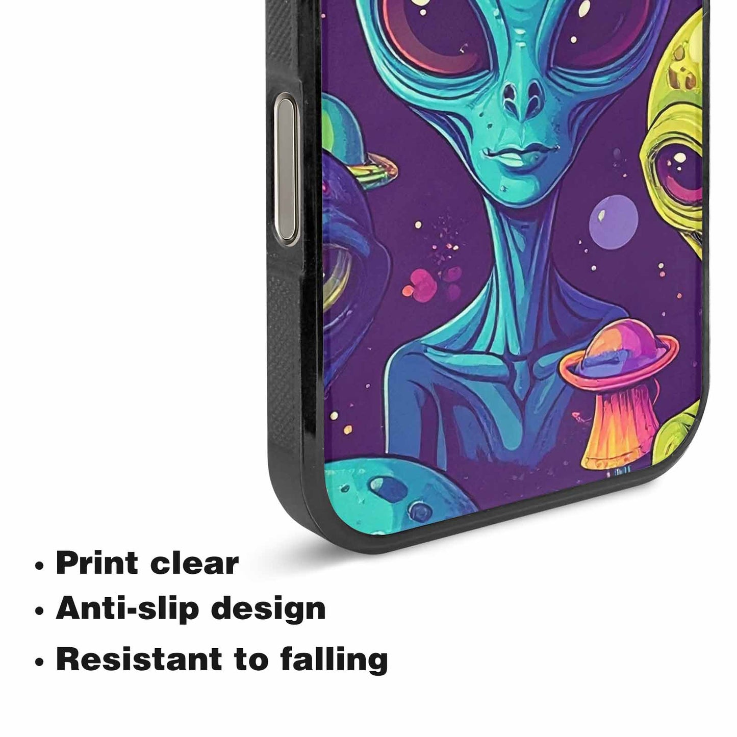 iPhone 16 Pro Case — Alien Ufo Cartoon Art Pattern Groovy, Custom Designed Case Cover