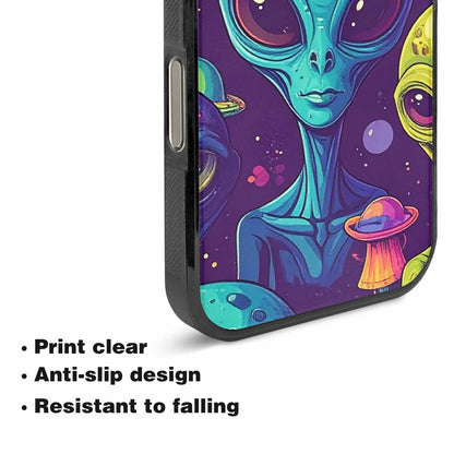 iPhone 16 Pro Case — Alien Ufo Cartoon Art Pattern Groovy, Custom Designed Case Cover