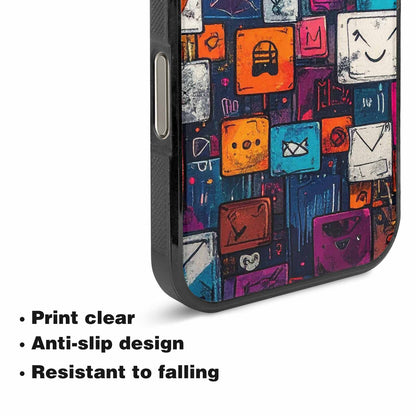 iPhone 16 Pro Max Case — Hand Drawn Icon Doodle Pattern Hundreds, Custom Phone Case