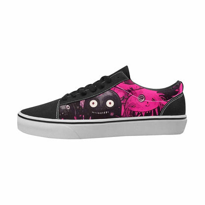 WOMEN'S Monsters Black & Pink Ink Canvas Custom Fashion Vibrant Chaos Custom Streetwear Shoes