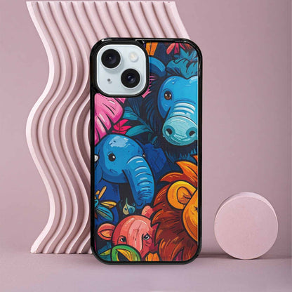 iPhone 15 Case — Cartoon Animal Characters, Custom Art Phone Cover