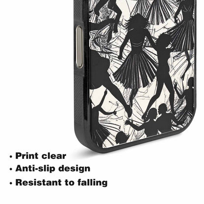 iPhone 15 Pro Max Case — Bold Dancing Figure Line Art Pattern, Custom Phone Case