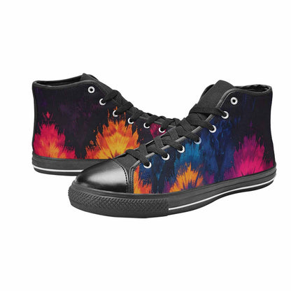 MEN'S Tie Dye Dark High Top Canvas Neon Fantasy Custom Shoes