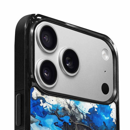 iPhone 17 Pro Max Case — Black &amp; Blue Ink Camo, Unique Phone Case Design