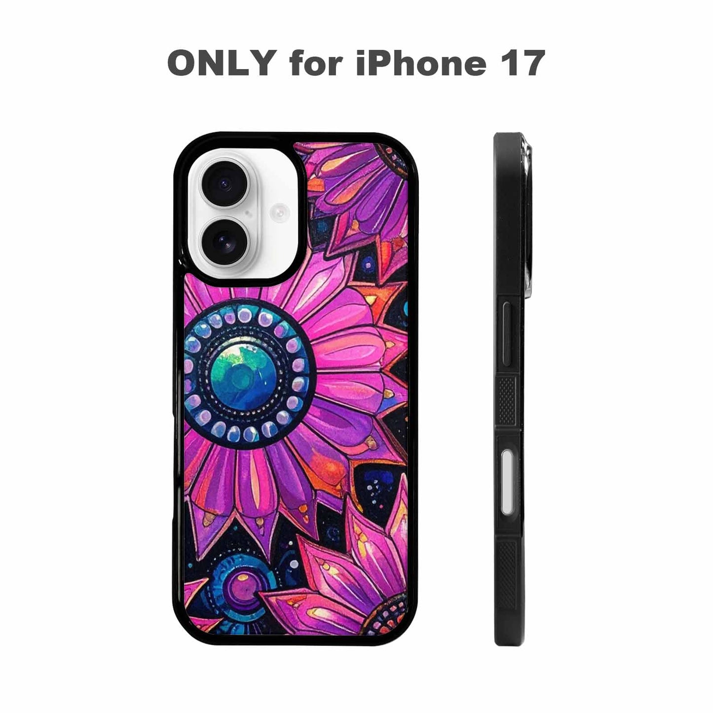 iPhone 17 Case — Iridescent Fantasy Sun Original Art, Custom Printed Phone Case