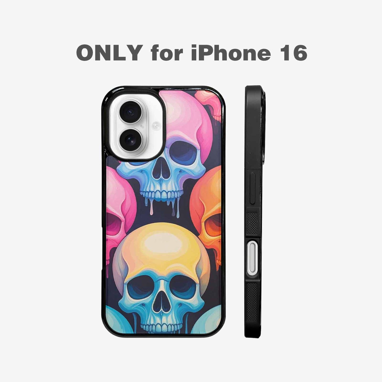 iPhone 16 Case — Dripping Candy Skulls, Custom Phone Case