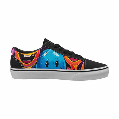 WOMEN'S Yellow Smiley Face Canvas Lace-Up Vibrant Chaos Sneakers