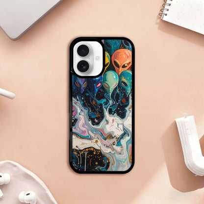 iPhone 17 Case — Aliens Marblealiens Pattern Alien Scifi, Custom Print Case Cover