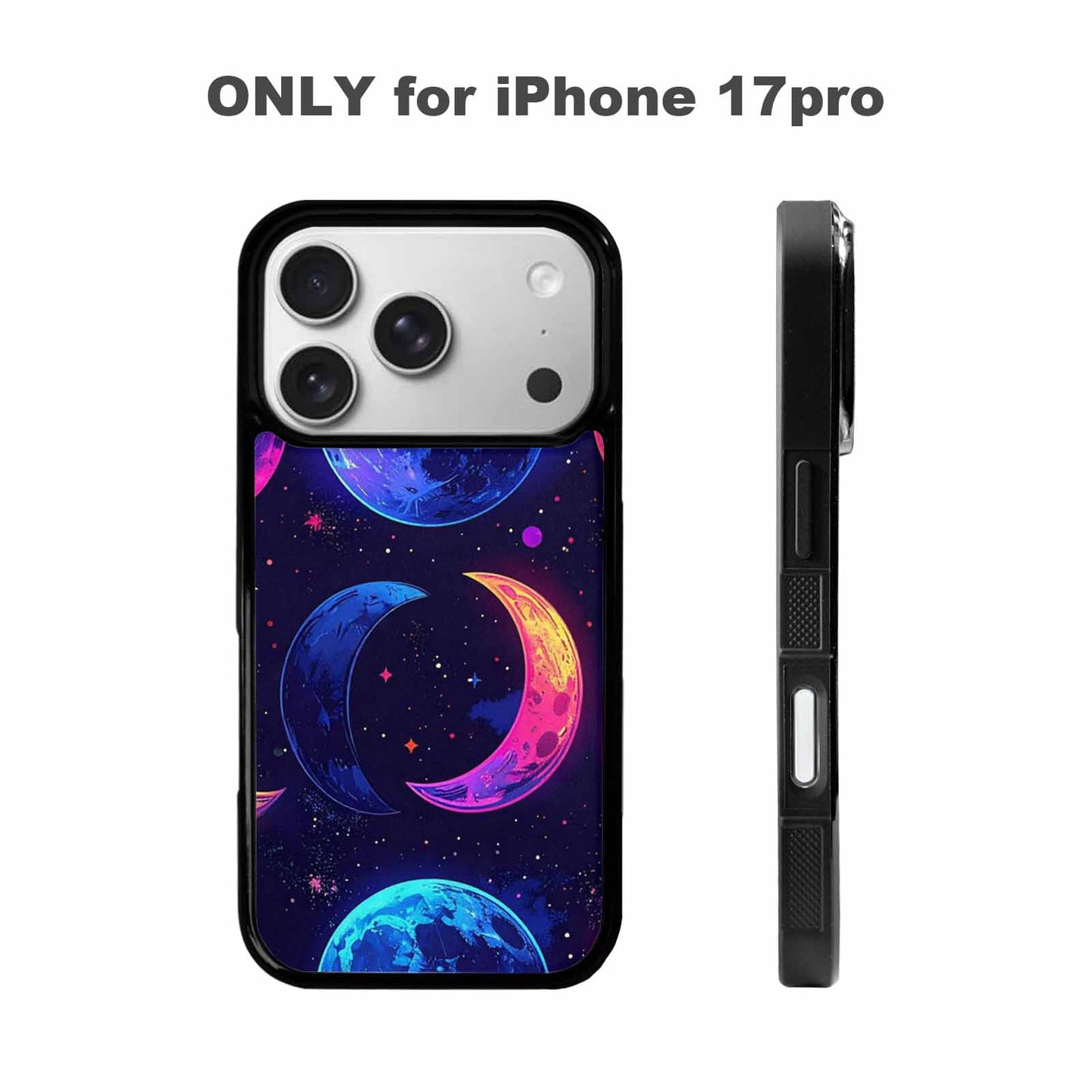 iPhone 17 Pro Case — Neon Winter Moon Seamless Cartoon Cute, Custom Phone Case