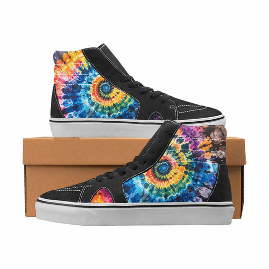 WOMEN'S Tie Dye Black & Blue Ink High Top Canvas Streetwear Cottagecore Custom Kicks
