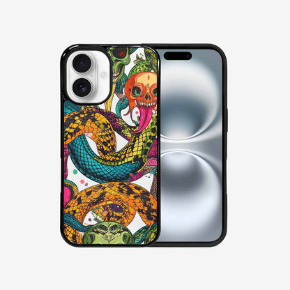 iPhone 16 Case — Snake Print Skull, Customized Protective Case