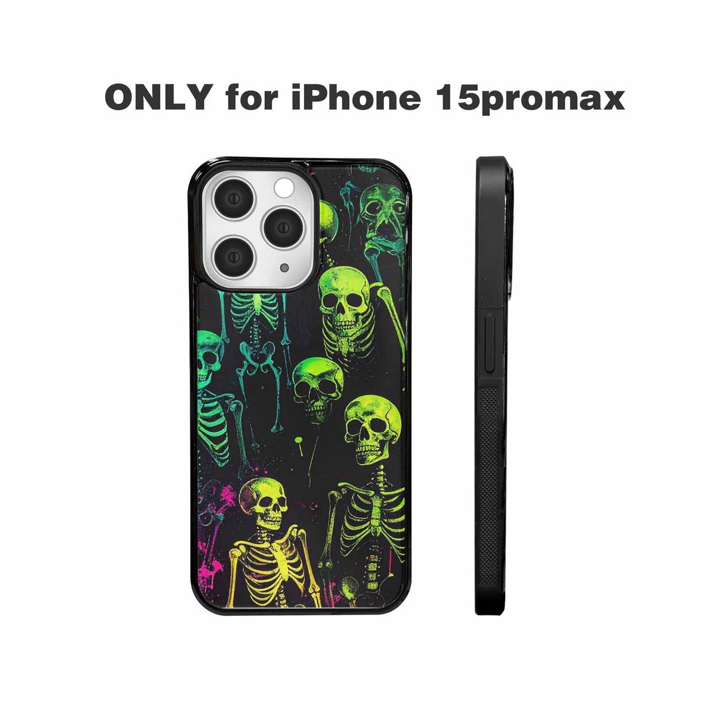 iPhone 15 Pro Max Case — Skeletons Neon Green Glowskele, Custom Phone Case