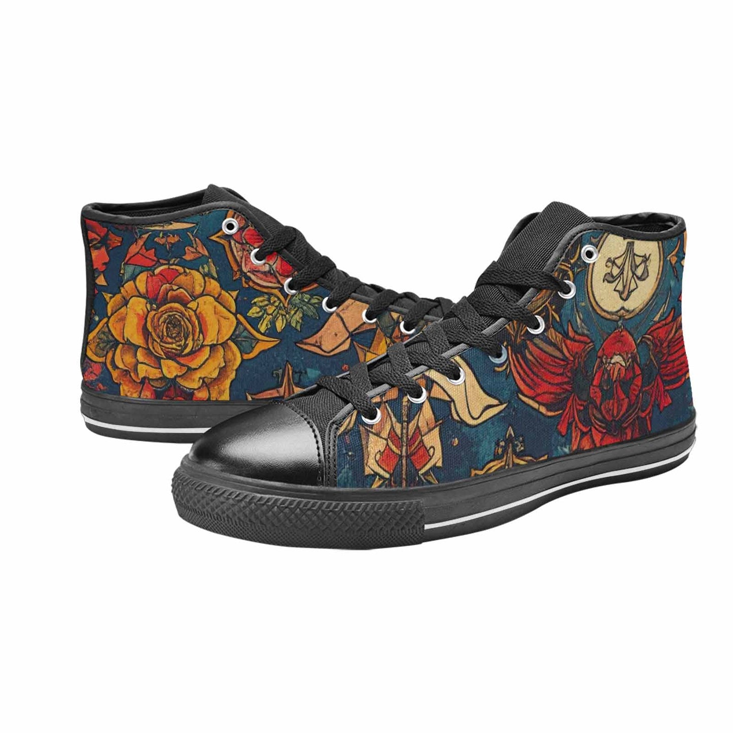 MEN'S Old School Tattoo High Top Canvas Neon Fantasy Shoes